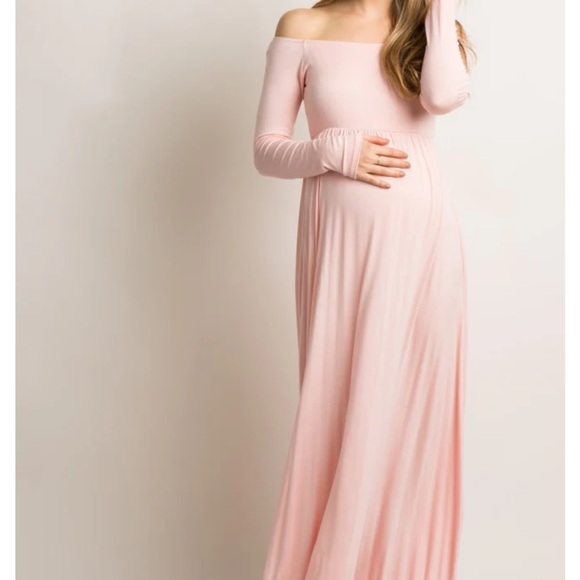 Pinkblush Dresses & Skirts - Pinkblush Off-Shoulder Pink Maternity Dress